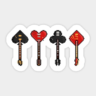 Pixel Poker Suit Rock N Roll Guitars Sticker